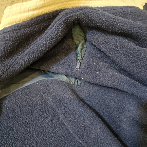 ★💗Lands' End  White & Navy Fleece Lined 1990s Vintage Classic Winter Jacket - Picture 6 of 8